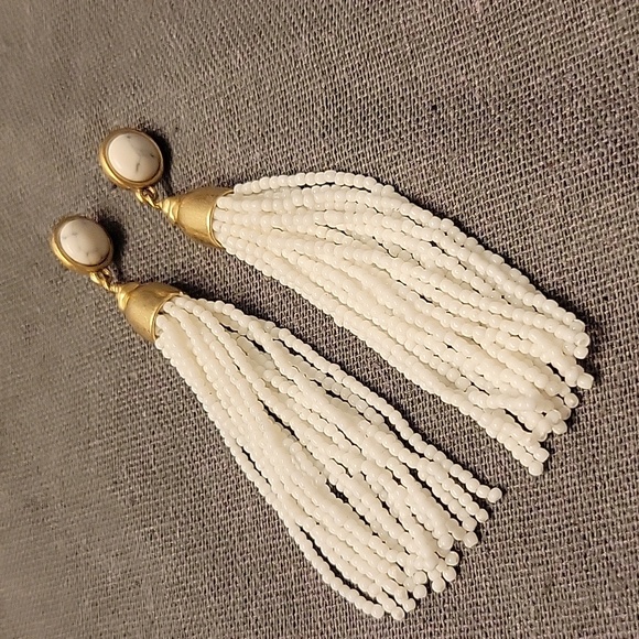 Stella and dot Gita White Tassel Earrings - Picture 1 of 1